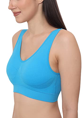 Image of GLAMORAS Women Nylon Elastane Lightly Padded Non Wired U Back Sports Bra | Seamless Stretchy Low Impact Yoga Workout Bra with Removable Pads - Size- Small to 4XL