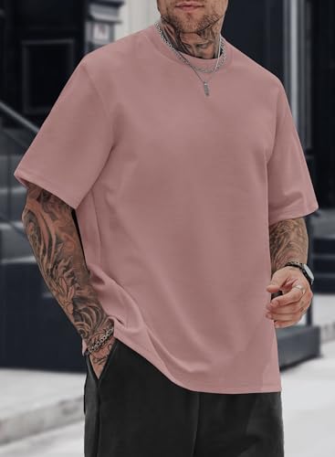Image of Herberton Mens Oversized T-Shirts Heavyweight Cotton Stretch Fashion Thick Tee Tops (S-3XL)