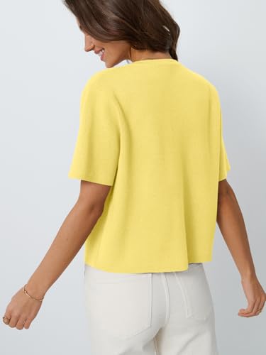 Image of LILLUSORY Short Sleeve Cardigan Sweaters for Women | Cropped Button Up, Summer 2026 Outfits, Y2K Fashion, Lightweight Knit, Versatile layering for work, casual & going out