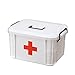 JAWSEU Medicamentos para Botiquín de Primeros Auxilios,Plástico Caja de medicinas de Auxilios, Caja de almacenaje Caja de medicinas con asa de medicamentos de plástico Familiar (L24 x W17 x H13cm)