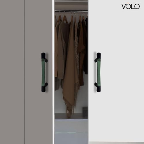 Image of VOLO Wardrobe Cabinet Handle - Sleek Pull Handle for Drawers, Wardrobes, Sliding Doors, and Cabinets in Kitchen, Bedroom, and Office (R-241) (2, Green, 96MM (4 Inch))