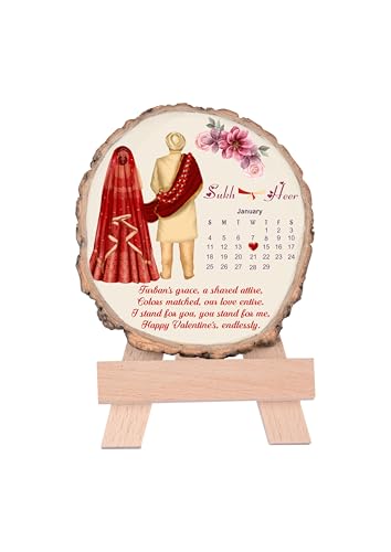 Incredible Gifts India Personalized Slice Wood Wedding Calendar C...