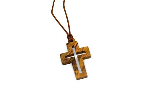 Olive Wood Square Cut Out Christian Cross Pendant - Made by HJW Olive Wood Square Cut Out Christian Cross Pendant - Made by HJW