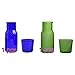 Cabilock 2 Set da Comodino Comodino di Notte Caraffa Brocca E Bicchiere di Vetro Set 500Ml di Acqua Caraffa di Vetro Tazza di Acqua per La Casa Ufficio Verde Blu