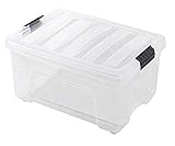 iris USA, 100300 IrisStack & Pull Box Clear, 12 Quart, Clear/Black Buckle