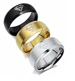 2 Pack Titanium Stainless Steel Superman Ring