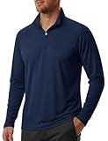 Tee Shirt for Men Loose Fit UPF 50+ Shirts Outdoor Men's Sun Protective Quarter Zip Shirt Men's Fishing Shirts Rash Guard Shirt Long Sleeve Navy