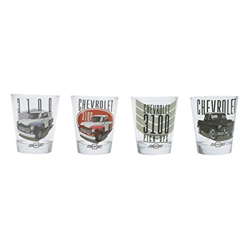 SET C/4PC COPO DOSE VIDRO GM 3100 PICK UP COLORS AND LOGO COLORIDO 5X3,5X6CM 50ML