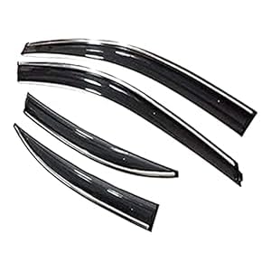 Woschmann-Silver Line Car Door Rain Window Visor Side Deflector for (4 PCS)-Honda Amaze 1st GEN F/L-(01/03/2016 to 01/05/2018)