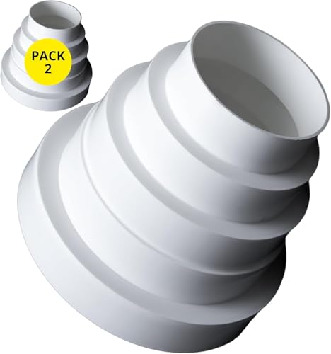 CONTROL GARDEN Pack x 2 Reductor Extractor Universal para Sistemas Ventilación Blanco - Acople Conector para Conductos Ventilación Aire - Diámetro Ø 80 100 110 125 150 mm - Reductor Tubo