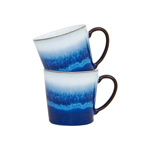 Denby - Blue Haze Large Coffee Mug Set of 2 - 400ml Stoneware Tea Mug Set - Dishwasher Safe, Microwave Safe