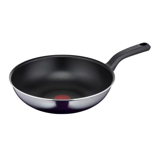Tefal Resist Wokpfanne 28 cm, Titanium Antihaftversiegelung, nicht induktionsgeeignet, Thermo-Signal bei idealer Brattemperatur, leichte Reinigung, Flame Protect-Technologie, Schwarz, D52619