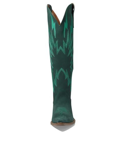 Image of Dingo Womens Thunder Road Embroidered Snip Toe Casual Boots Knee High Mid Heel 2-3 inch