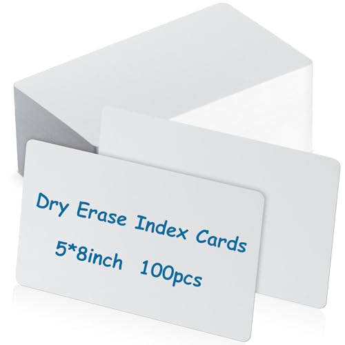 Harloon 100 Pcs Dry Erase Index Cards 5 x 8 Inch, White