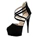 Produktbild 15CM/5,91IN Damen sexy einfarbig Stilettos Offene Spitze Plattform Schnalle Riemchen High Heels Sandalen Pumps Pole Dance Stripper Party Sandalen,Schwarz,34 EU