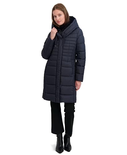 TAHARI Women\'s Slim Fit Puffer Coat with Attached Hood, Faux Fur Collar, Interior Bib & Hand Warmer Pockets, Luna, X-Large - Thumbnail 2