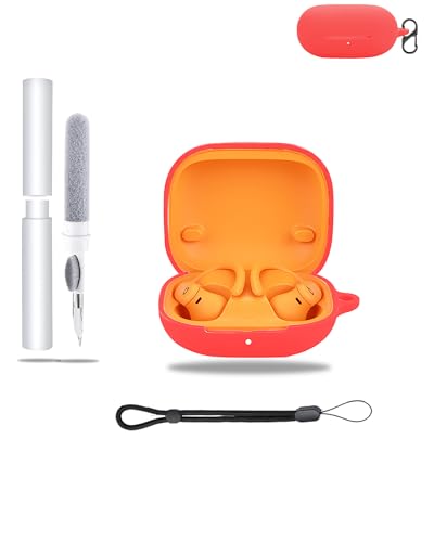 Silicone Protective Case for Beats Powerbeats Pro 2 Earbuds - Shockproof Charging Case Storage Bag, Includes Keychain & Cleaner Kit & Lanyard- Stylish & Protective,Red