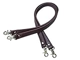 Wento Pair 24'' Genuine Leather Dark Brown Purses Straps,Lobster Hook inner size 0.3'',Real Leather Sewing Canvas backing Bag Handles,replacement Purse Straps,Bag Wallet Straps WT0301(Dark Brown)