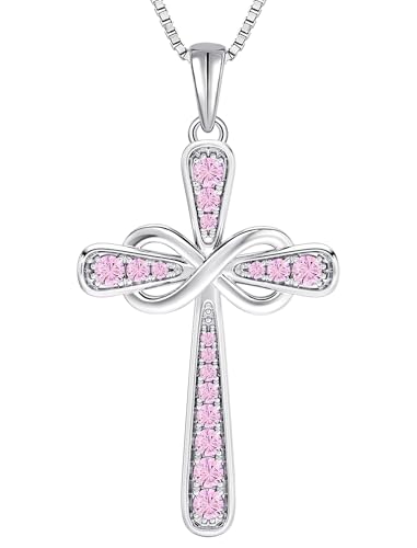 YL 925 Sterling Silver Cross Necklace for Women Halo Infinity