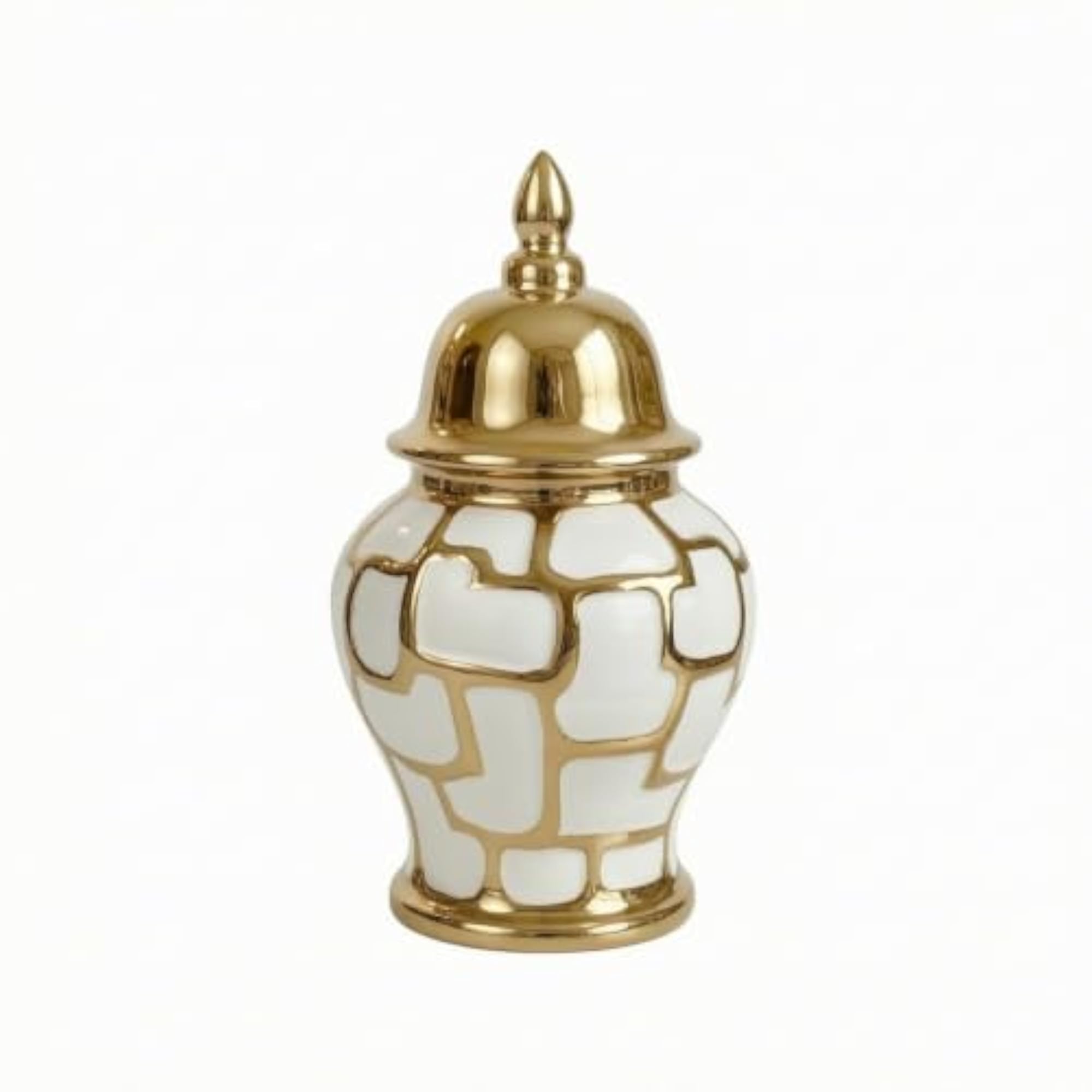 Mosaic-Pattern Ceramic Jar with Lid for Home Decor