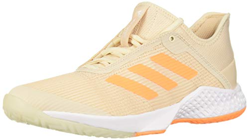 adidas Women's Adizero Club Tennis Shoe, Linen/Flash Orange/White, 11 M US