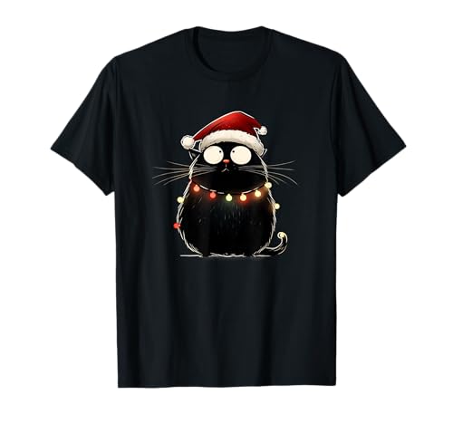 Nastrovje Potsdam Weihnachtsbaum-Katze Weihnachten Geschenke T-Shirt, Kinder (Unisex), Schwarz, Klein, Pullover, Kurzärmelig