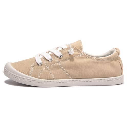 Image of Womens Slip On Shoes, Canvas Low Top Sneakers, Casual Classic Flat Shoes | Comfort Fashion Sneaker with Non Slip Rubber Outsole, Lightweight Tennis Shoes for Walking, Shopping, Picnic, Travel