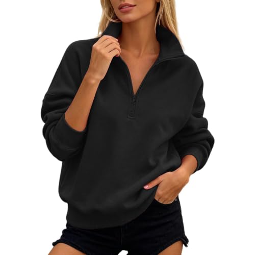 Oversized Sweatshirt for Women Quarter Zip Fleece Mock Neck Pullover Shirt - image 2