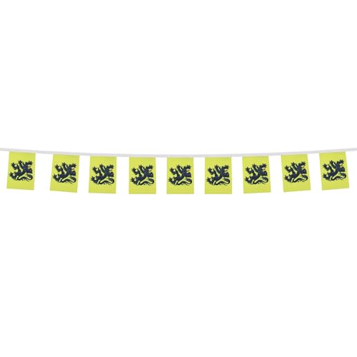 Image of AZ FLAG Flanders 6 meters BUNTING Flag 20 flags 9'' x 6'' - Belgium - Flemish STRING flags 15 x 21 cm