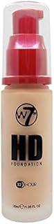 W7 HD Foundation - Oil-Free Liquid Foundation for Poreless, Matte Medium Coverage - 30ml (Buff)