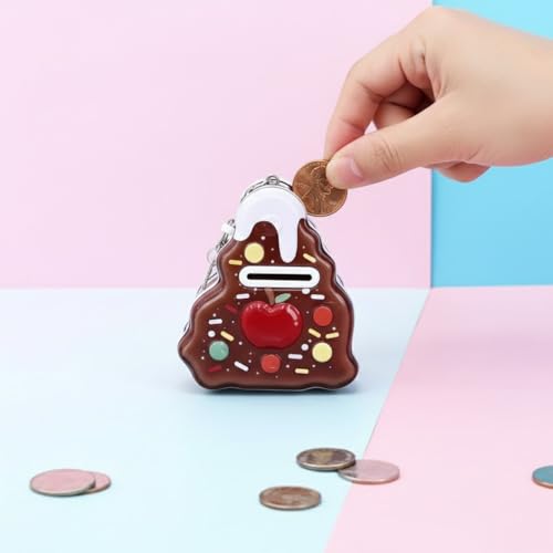 Image of Sajani Cute Cartoon Creative Portable Piggy Bank, Money Saving Box with Combination Lock, Mini Coin Bank Gifts for Boys and Girls, Best Return Gifts for Kids (Pack of 1) (Cake - Brown)