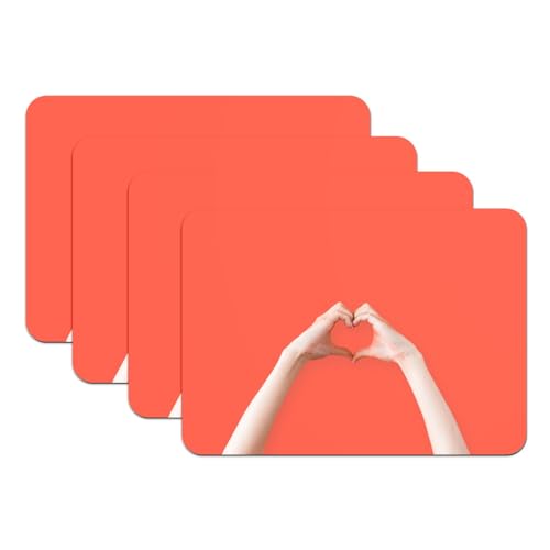 Sets de table en caoutchouc antidérapant grand format coeur rouge - 2