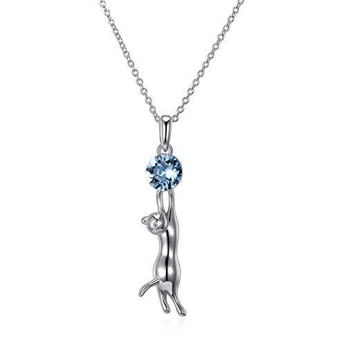Collier en cristal chat argent sterling S925, l'excellence joaillière