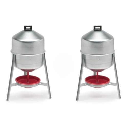 Ducatillon Lot de 2 Abreuvoirs Poules et Volailles 30L en Métal Galvanisé sur Pieds - Distributeur d'eau Grande Capacité pour Élevage