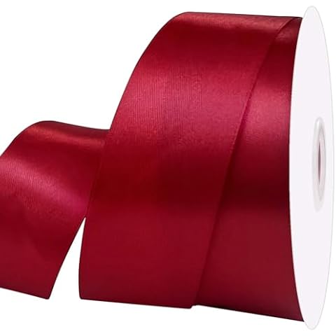 UOUYOO 1 1/2 Inch Wine red Satin Ribbon 50 Yards Fabric Ribbons Roll for Gift Wrapping Flower Bouquet Bows Bouquet Bridal Bouquets Wedding Invitations Cover