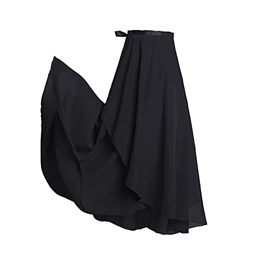 Kadble Women Sheer Wrap Skirt Ballet Skirt With Tie Waist (Black, Xl) #TOP5