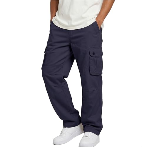 Pantalon cargo homme coton ample à plusieurs poches pour le quotidien