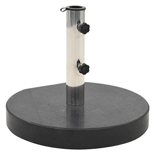 Tidyard Base de Sombrilla de Granito Redonda Pie de Sombrilla Soporte de Sombrilla para Terraza Jardín Balcón con 2 Ruedas y 2 Almohadillas Antideslizantes Negro 30 kg