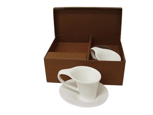 JUEGO 2 TAZAS Y PLATOS CAFE TU Y YO 90ML PORCELANA BLANCO