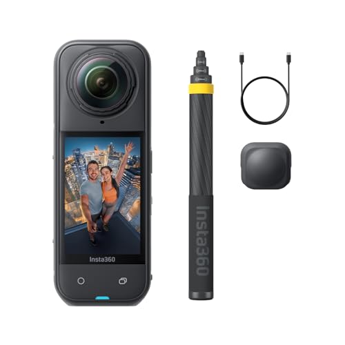 Insta360 X5 No Drone�L�b�g- �h�� 8K 360�x�S�i�J�����A�����Ȃ����B��_���ʁA�����Ï����\�A���Ō����\�ȃ����Y�A3���ԃo�b�e���[�A�N���A�ȃI�[�f�B�I�A��u���␳