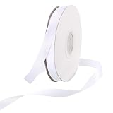 Rebower Cinta de Satén Doble Cara Gruesa de Grosgrain de Seda - 25 Yardas/75 pies, Flores] - 3/8"(1cm)/Blanco