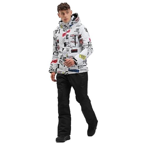 Conjunto De Fato De Esqui De Duas Peças Para Homem, Conjuntos De Casaco E Calças Com Capuz Com Estam