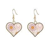 MALOYANVE Vintage Bohemia Flower Earrings for Women Girls Unique Enamel Gold Plated Boho Retro Daisy