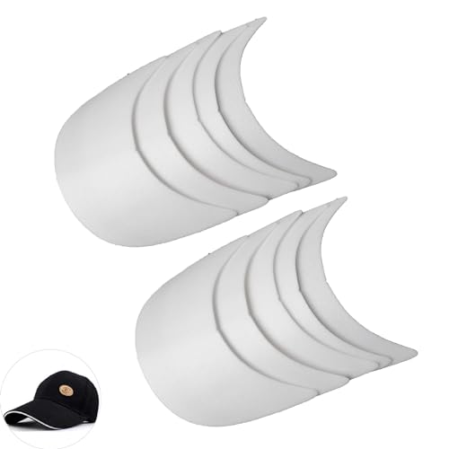 ArrErr 10 Baseball Cap Visor Insert Shape Plastic Stand Tennis Hat Brim Replacement Liner Shaper for Unisex DIY Repair Hand Craft Sewing Caps Making Supplies Accessories White, White, One size