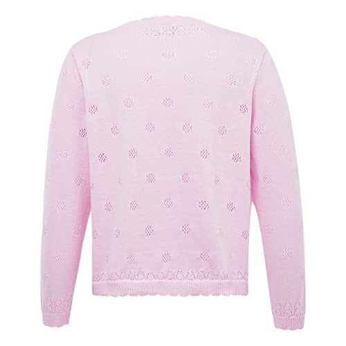 Kids Girls Knit Long Sleeve Button Down Cardigan Shrug with Flower Printed Bolero Dress Cover Up Casual Wear2