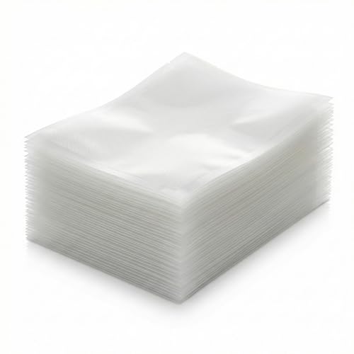 Image of Vacuum Pouches 14cm x 20cm, Pack of 100, One Side Dotted Embossed BPA Free Microwaveable Transparent Food Storage Vacuum Sealer Bags for Food 90 Micron Thickness, Capacity Approx. 250gm