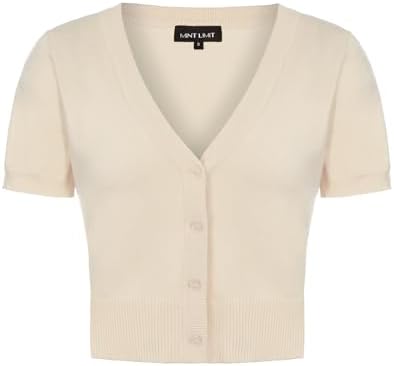 MINTLIMIT Women's Cropped Shrug Bolero 3/4 Sleeve Button Down Car...