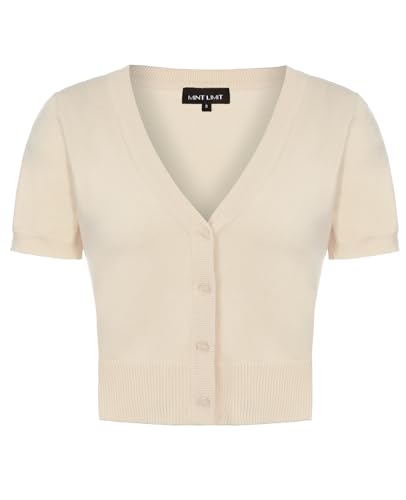 Image of MINTLIMIT Ladies Cardigan Vintage 50s Knitting Dress Coat Bolero Cover up Shrug Cape (Beige XXL)