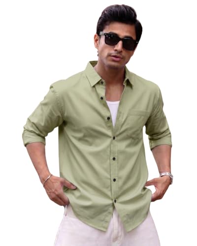 Image of Men's Brown Solid Full Sleeve Casual Shirt with Chest Pocket