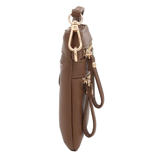 Image of FashionPuzzle Multi Zipper Pocket Small Wristlet Crossbody Bag